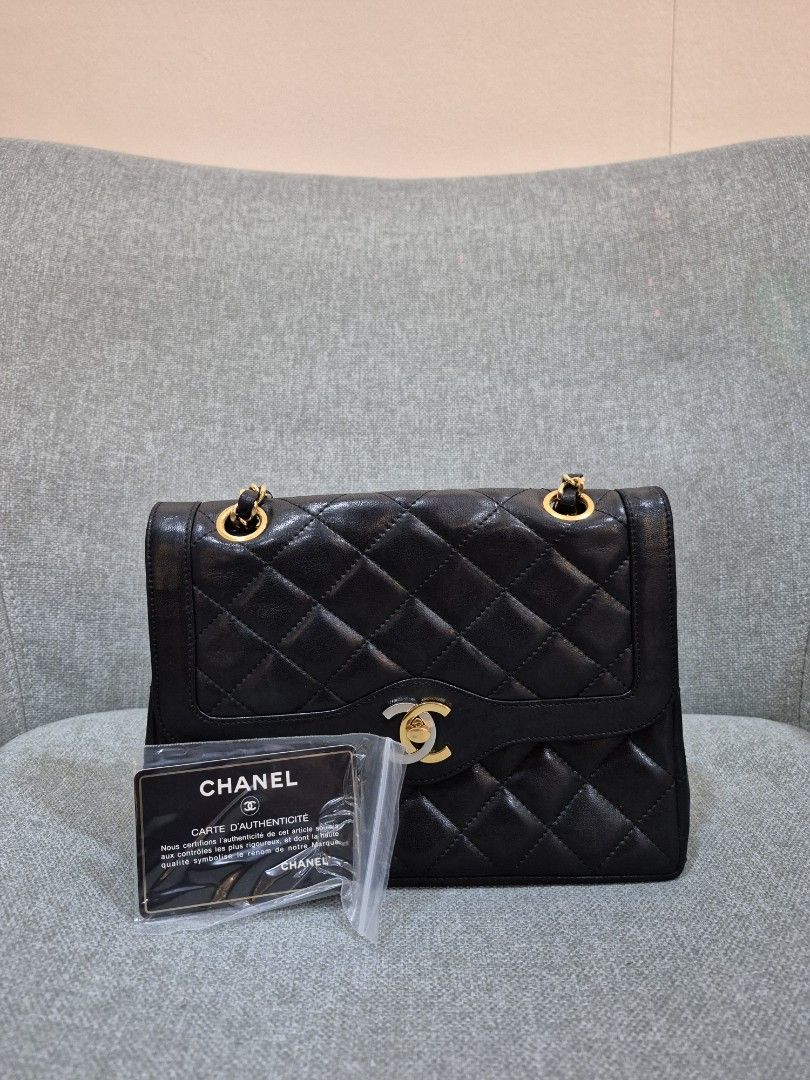 Chanel Vintage Paris Double Flap Black Lambskin 24k Gold Plated Hardware - Image 7