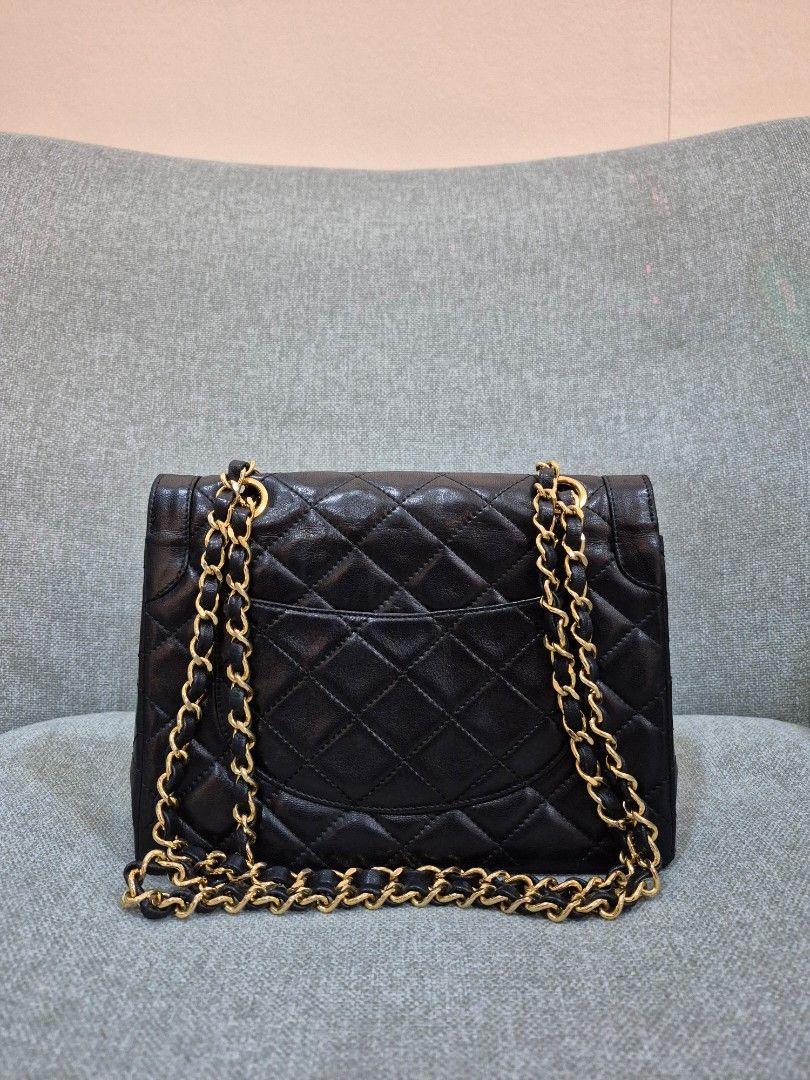 Chanel Vintage Paris Double Flap Black Lambskin 24k Gold Plated Hardware - Image 3