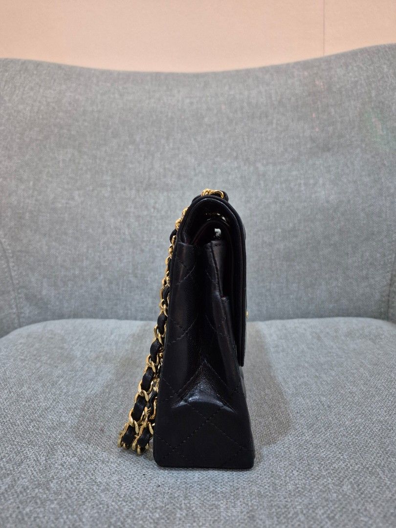Chanel Vintage Paris Double Flap Black Lambskin 24k Gold Plated Hardware - Image 2
