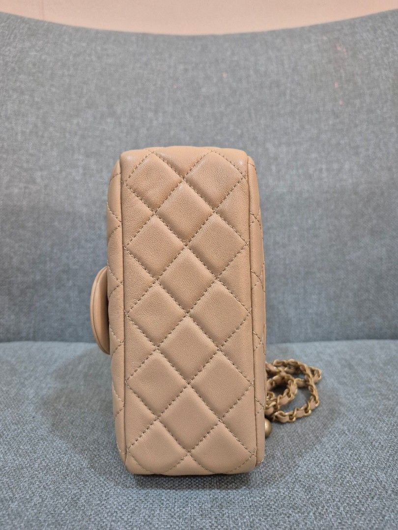 Chanel Mini Square Pearl Crush Beige Lambskin Gold Hardware - Image 5