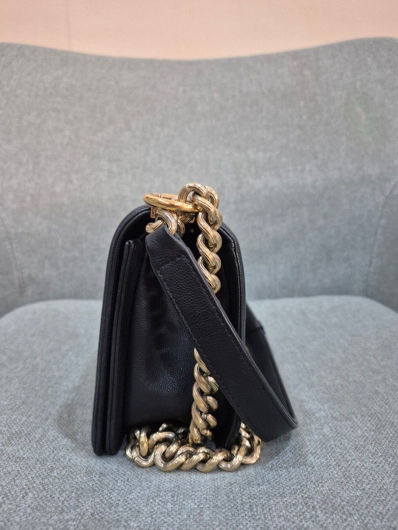 Chanel Boy Medium Black Quilted Caviar Leather Gold Hardware - Image 5
