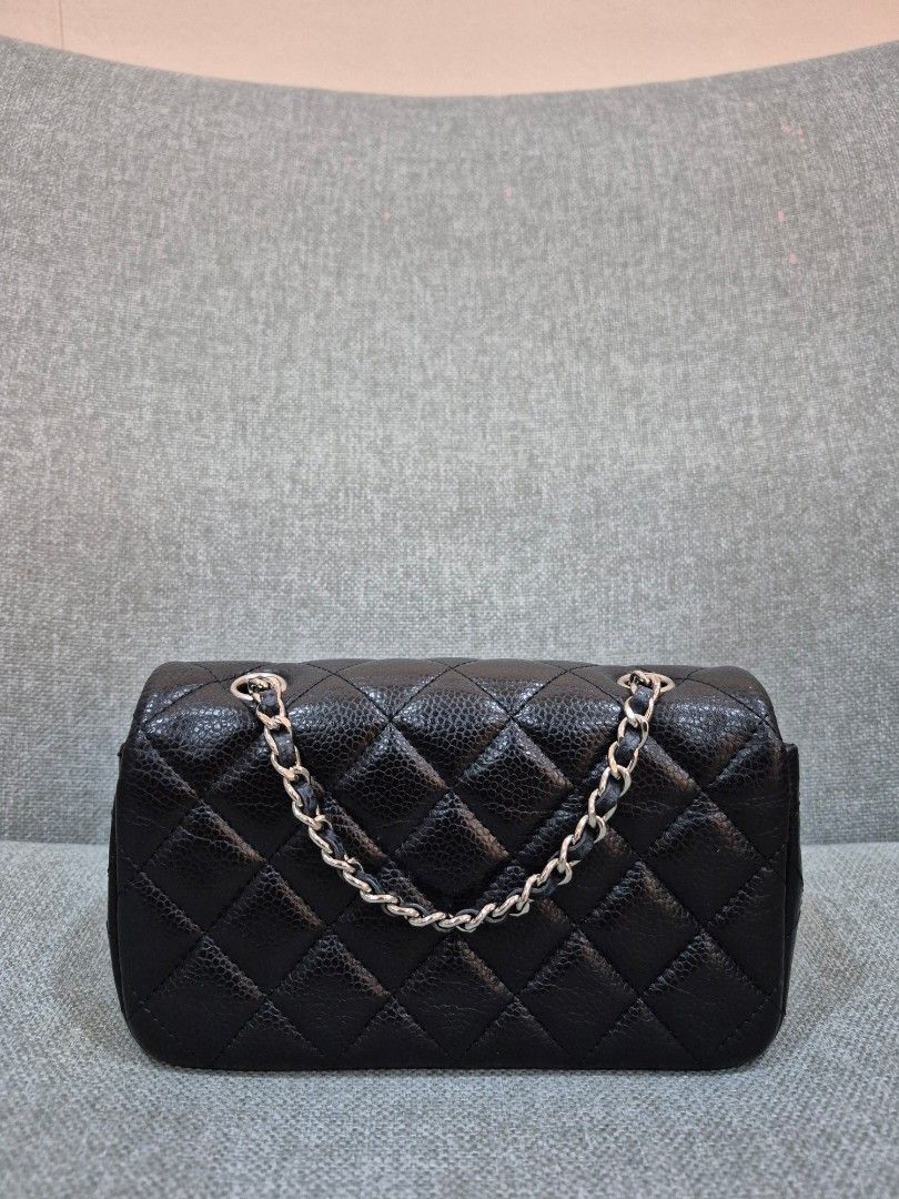 Chanel Extra Mini Rectangular Black Caviar Leather Silver Hardware - Image 3