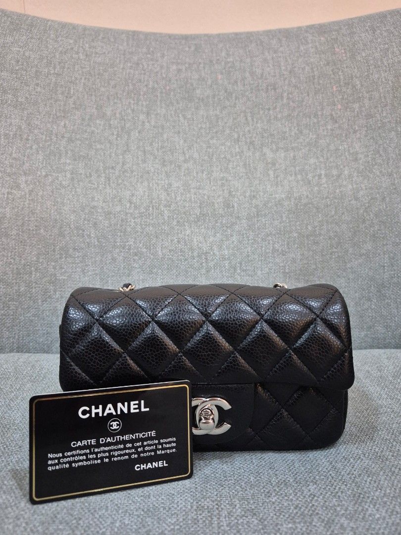 Chanel Extra Mini Rectangular Black Caviar Leather Silver Hardware - Image 7