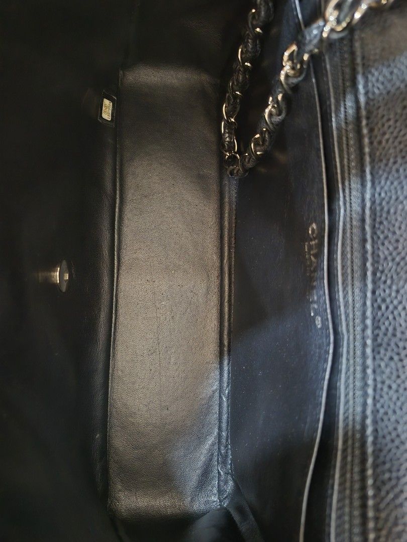 Chanel Jumbo Single Flap Black Caviar Leather Silver Hardware - Image 7
