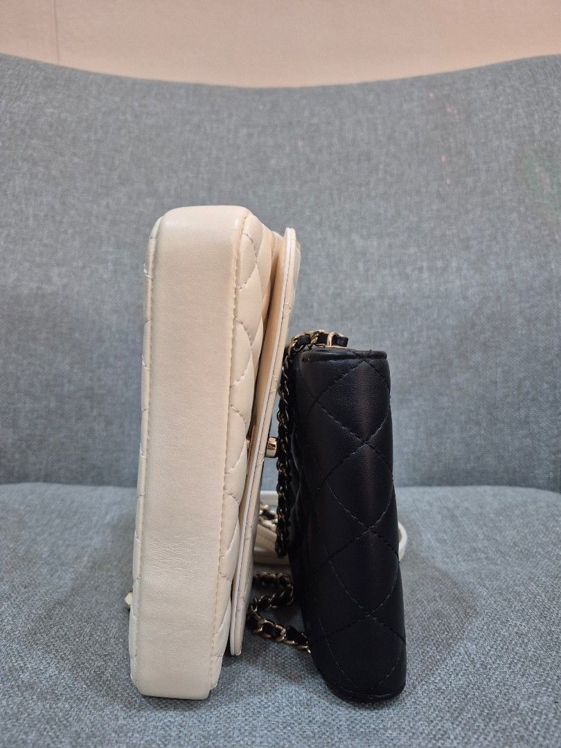 Chanel Side-Packs White/Black Lambskin Gold Hardware - Image 6