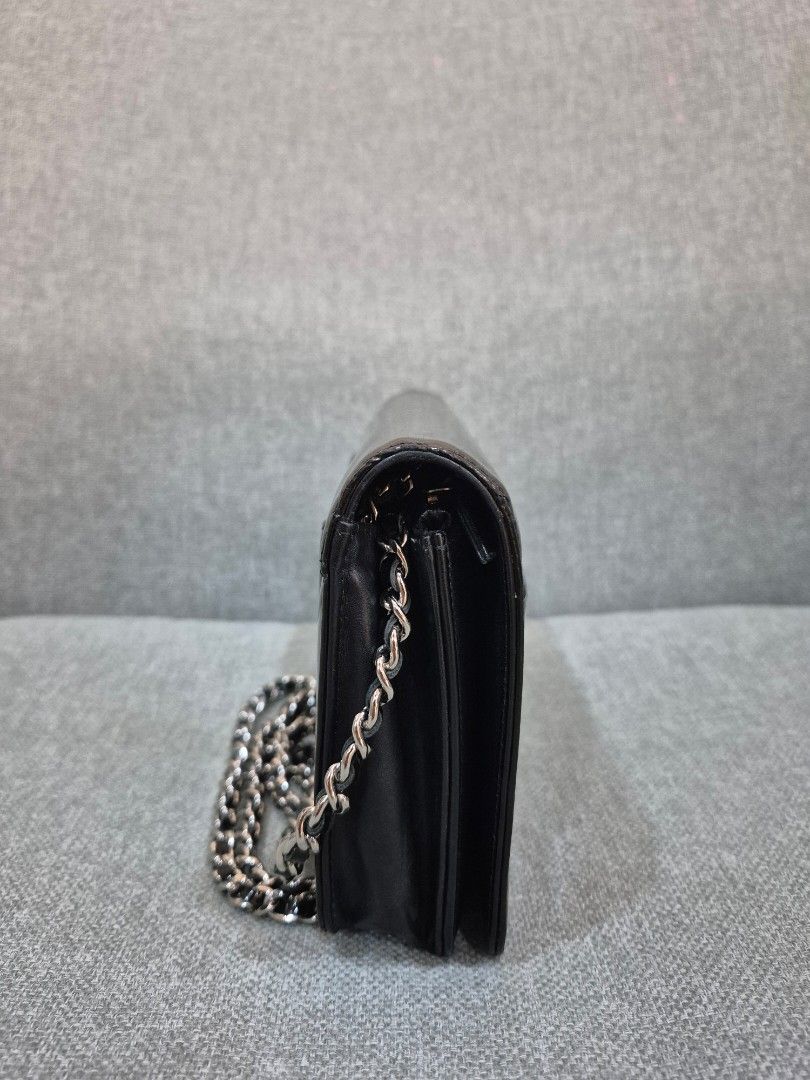 Chanel Wallet On Chain Black Patent Leather Sparkling Strass Crystal Double C - Image 3
