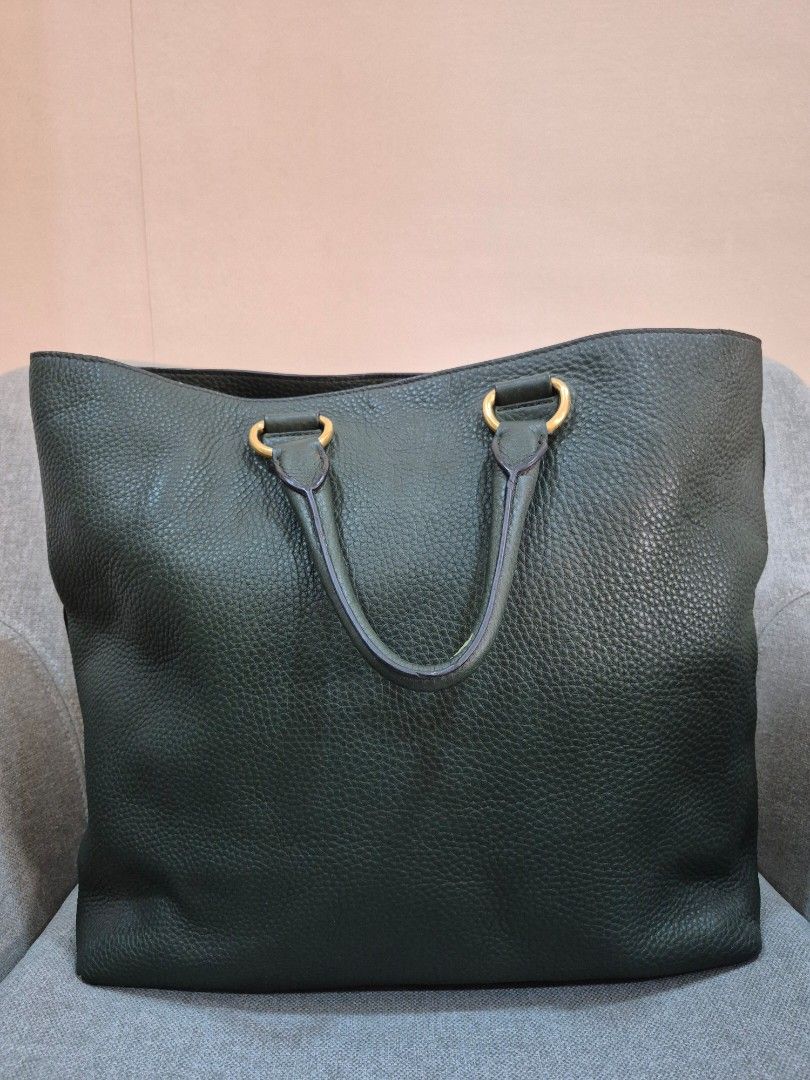 Prada Vitello Daino Forest Green Convertible Tote - Image 4