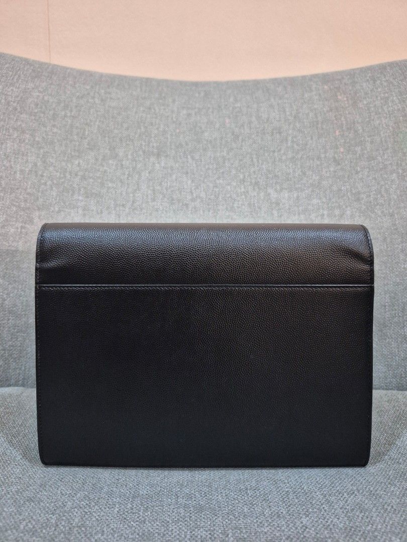 YSL Cassandre Medium Chain Wallet Black Grain de Poudre Leather Gold Hardware - Image 4