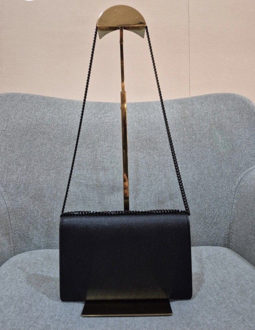 YSL Uptown Chain Wallet Black Grained Calfskin Black Hardware - Image 5
