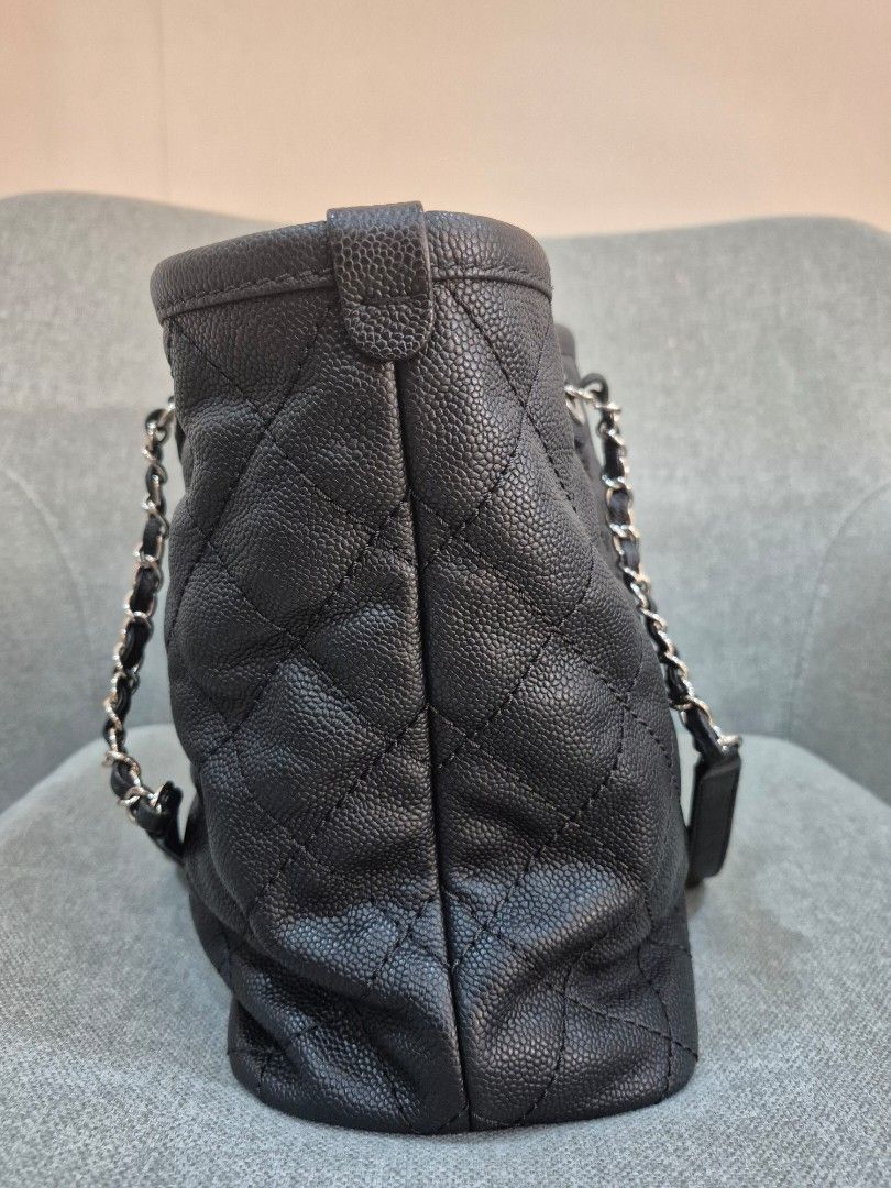 Chanel Black Quilted Caviar Tote Silver Hardware - Image 2