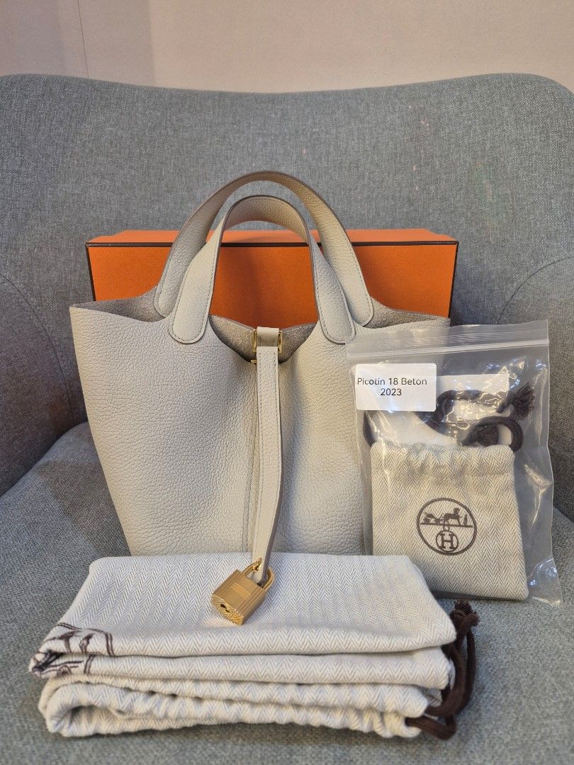 Hermes Picotin 18 Beton Clemence Gold Hardware - Image 2