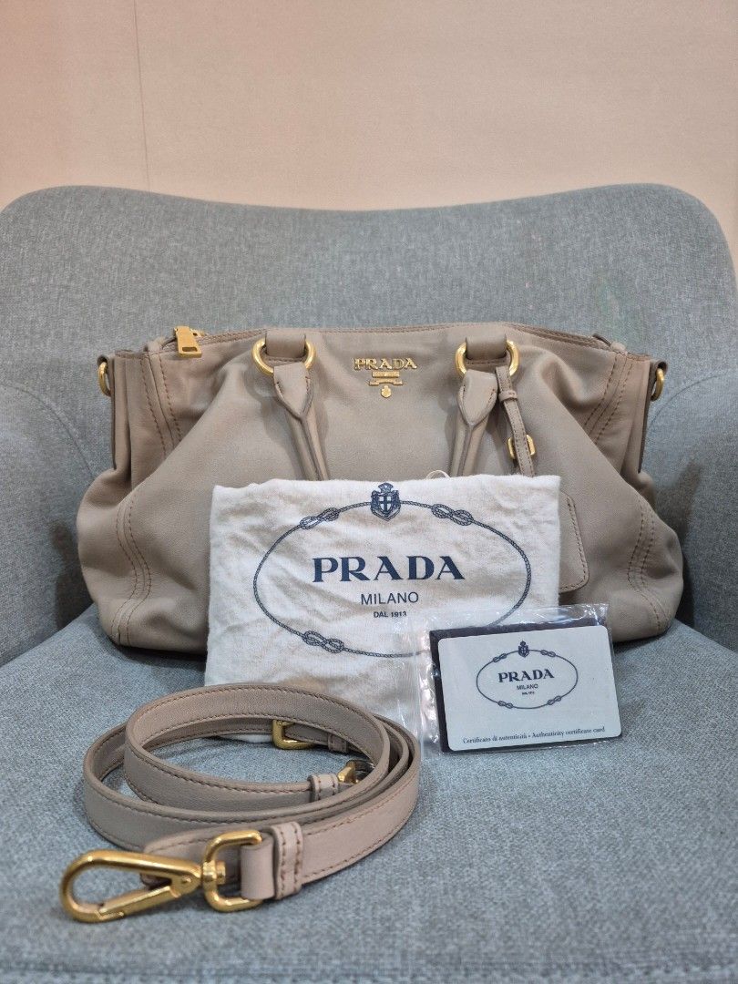 Prada Soft Calf Double Zip Tote Argilla Grey - Image 2