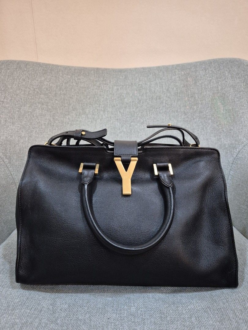 YSL Black Cabas Chyc Tote Gold Hardware