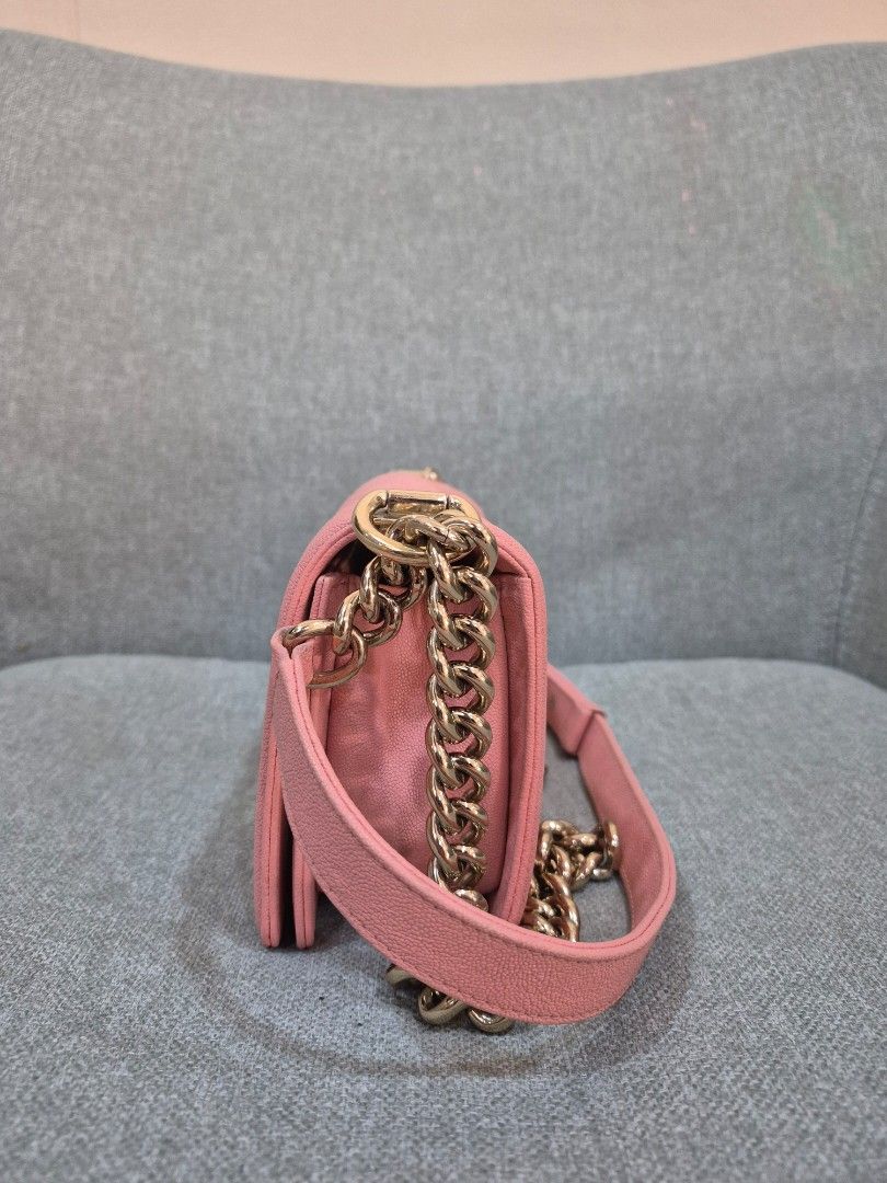 Chanel Boy Small Pink Caviar Leather Light Gold - Image 4