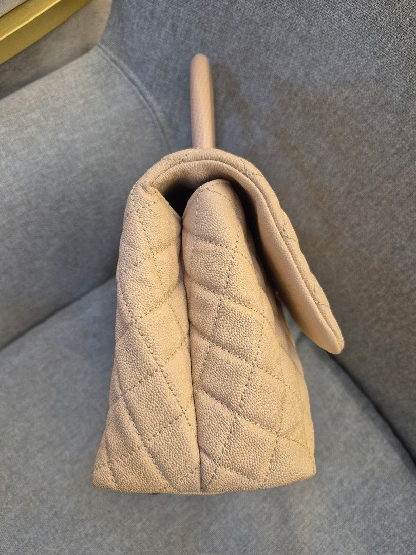 Chanel Coco Handle Medium Beige Caviar Leather Silver Hardware - Image 2