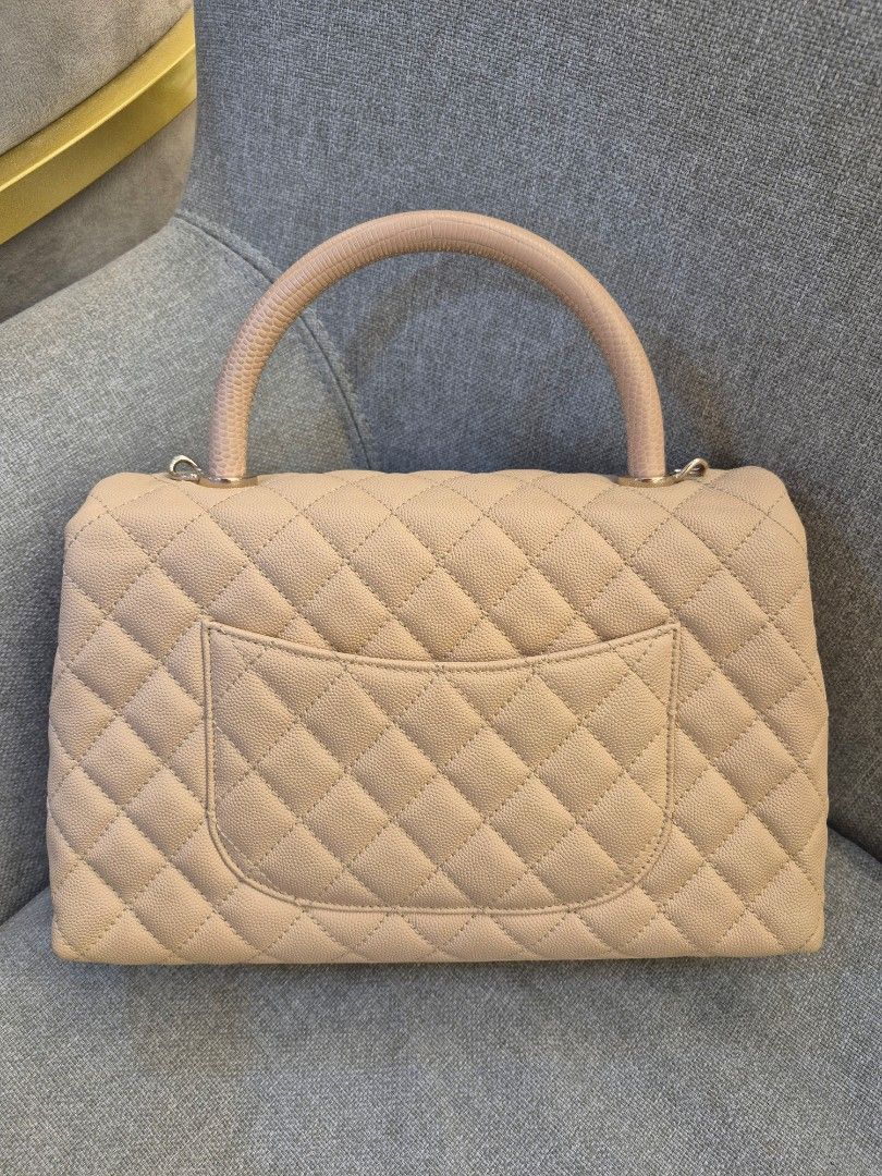 Chanel Coco Handle Medium Beige Caviar Leather Silver Hardware - Image 3