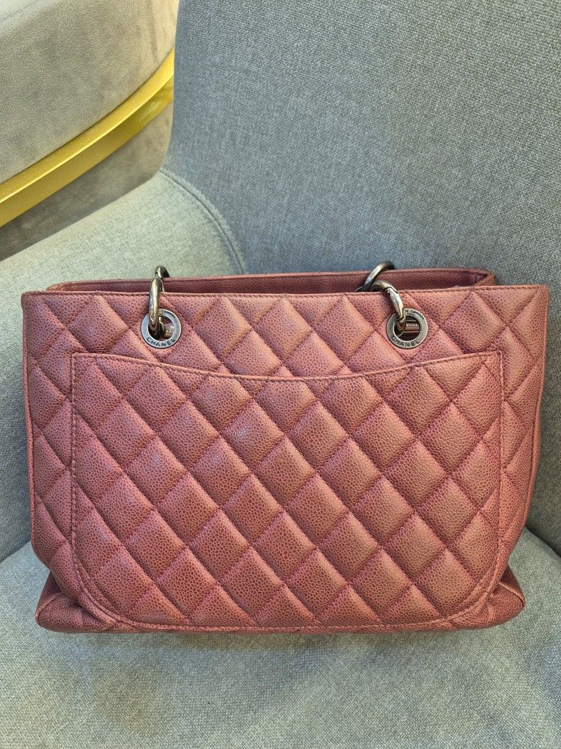 Chanel GST Dark Red Caviar Leather Silver Hardware - Image 3