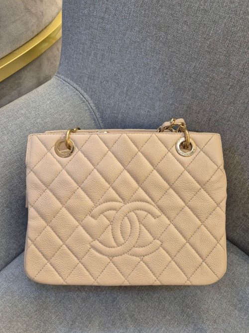 Chanel PST Cream Caviar Leather Gold Hardware