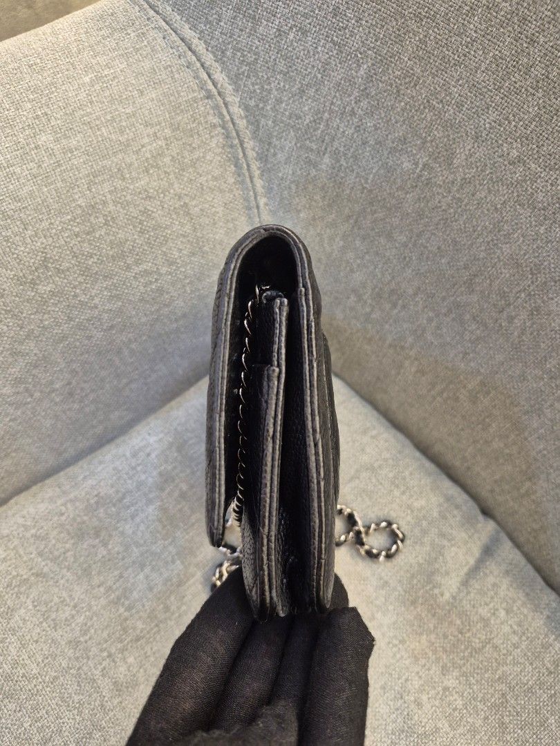 Chanel Wallet On Chain Black Caviar Leather Silver Hardware - Image 4