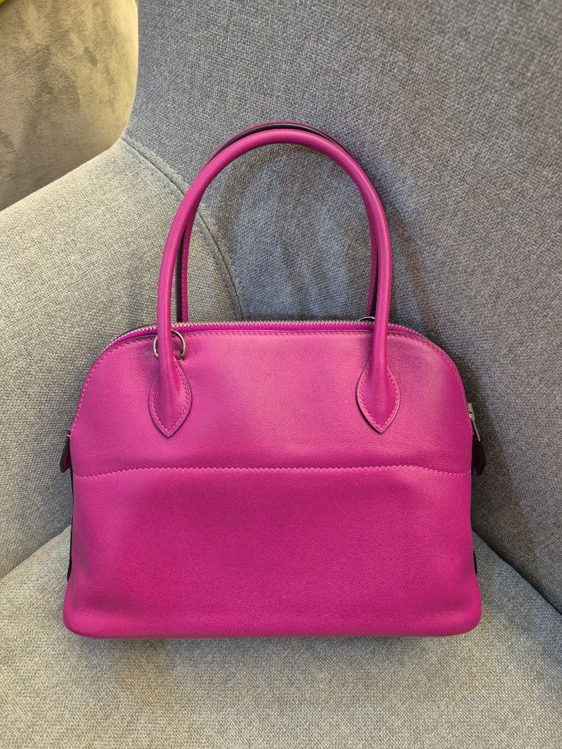 Hermes Bolide 27 Swift Rose Pourpre Palladium Hardware Stamp A - Image 3